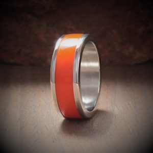 Orange Acrylic Stone Inlay Ring